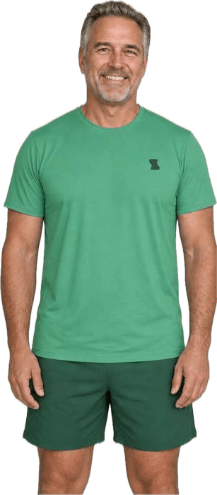Man wearing a green Sculpi shirt